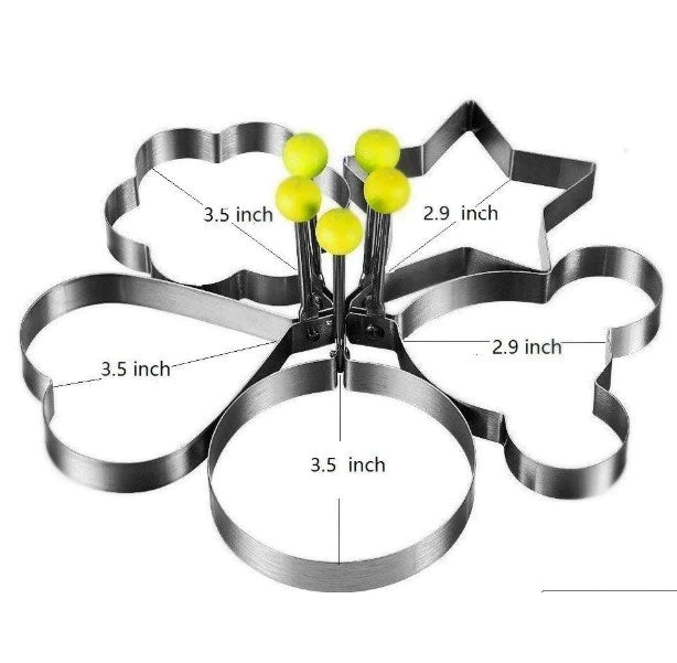 Fried Egg Cooking Mold Shaper 4 Pcs Stainless Steel Kitchen Pan cake Mould Ring.