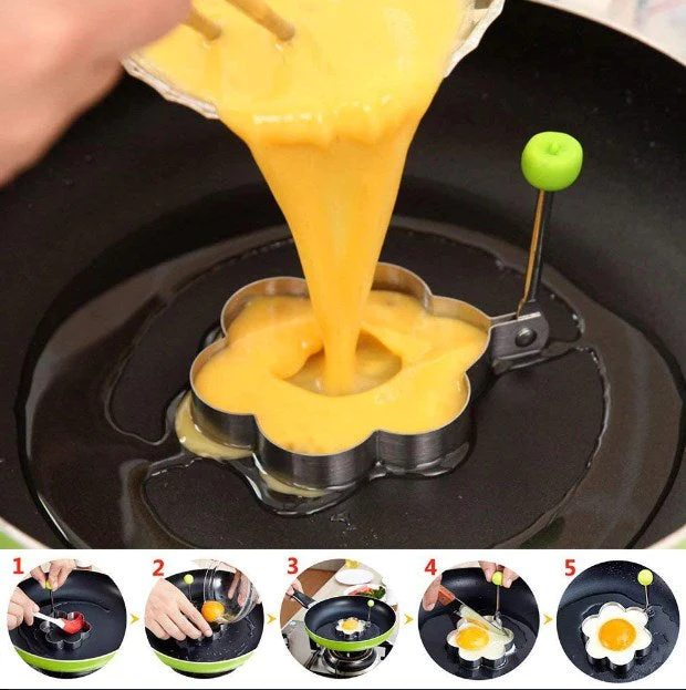 Fried Egg Cooking Mold Shaper 4 Pcs Stainless Steel Kitchen Pan cake Mould Ring.